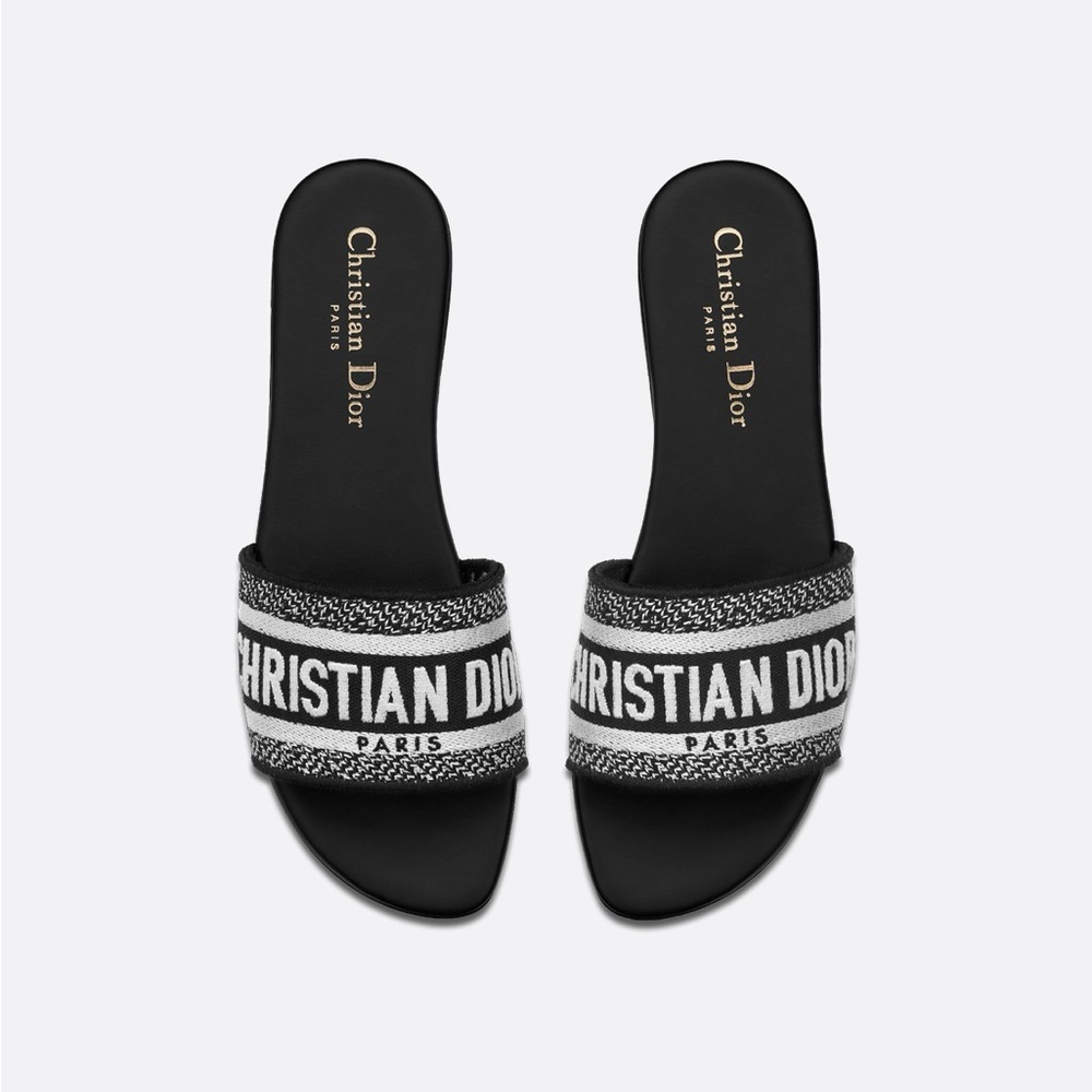 Dior Dway Slide Black Embroidered Size 36/6